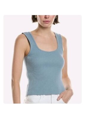 Vince Crop Sweetheart Neck Ribbed Tank Top